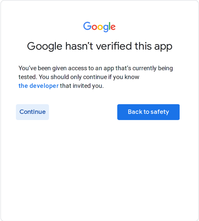 Unverified app warning